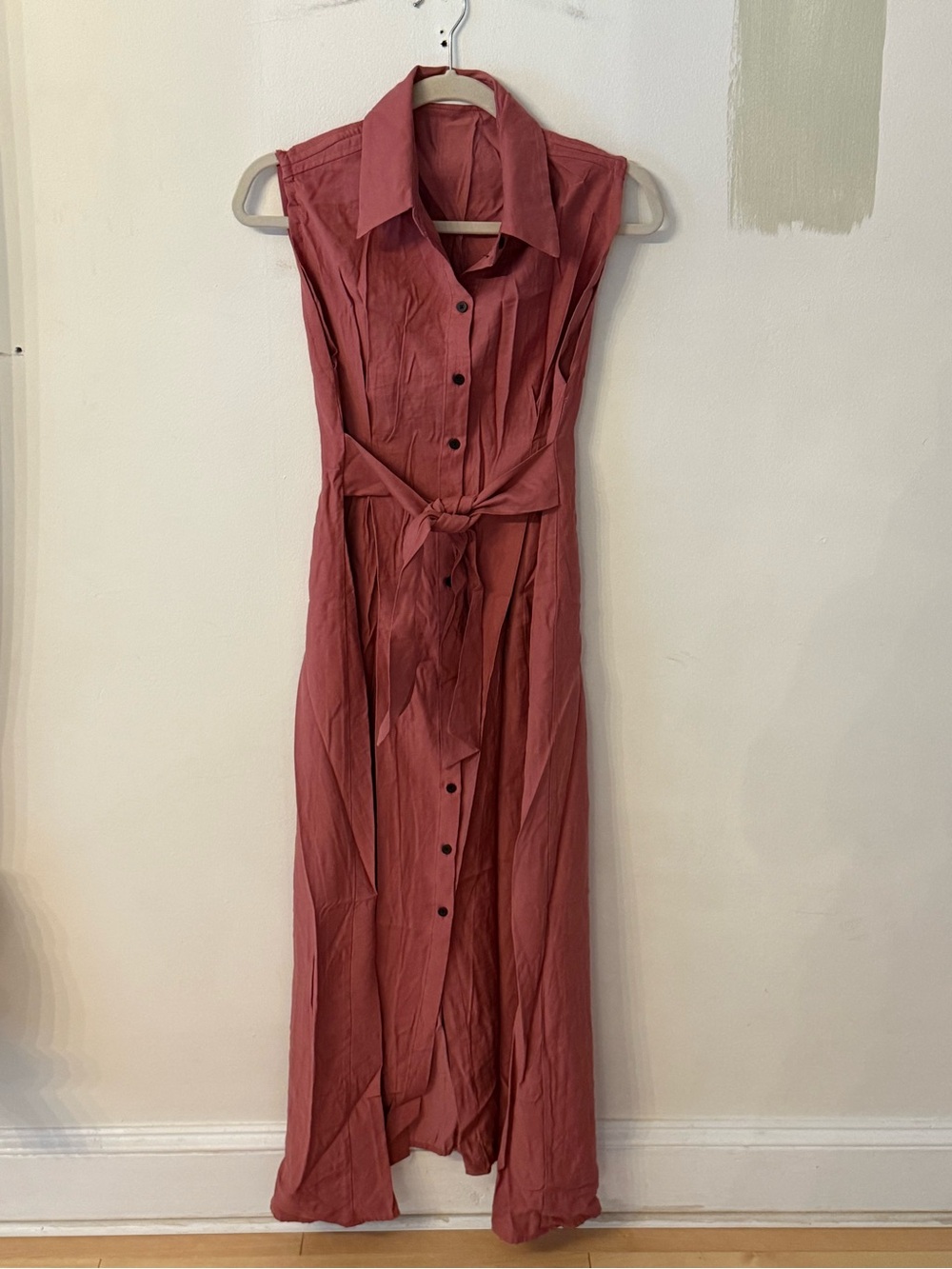 Mango Sleeveless Button-Front Maxi Dress in Dusky Rose